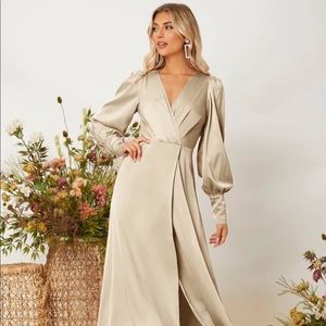Apricot Long Sleeve Formal Maxi Dress